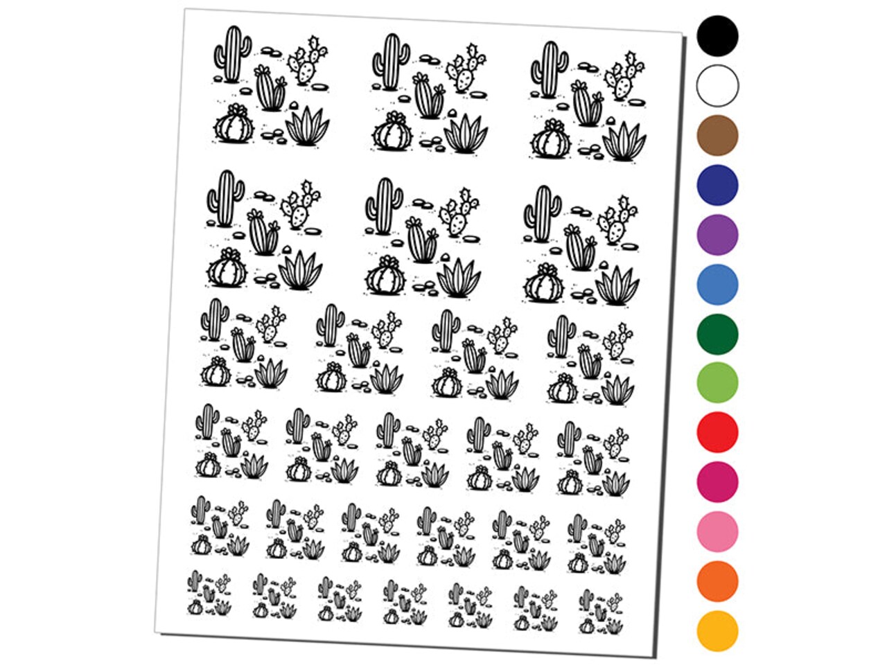 Cactuses Succulent and Stones Temporary Tattoo Water Resistant Fake Body Art Set Collection